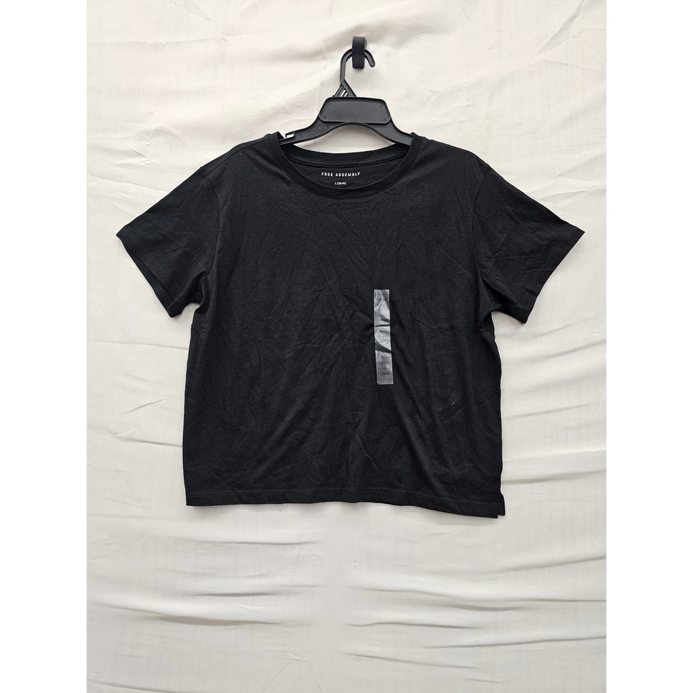 Free Assembly Womens Crew Neck T-Shirt Black Organic Cotton Casual Size Large